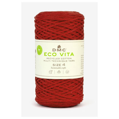 DMC Eco Vita 4 cordino in cotone riciclato 250g per borse e cestini all’uncinetto Rosso 5