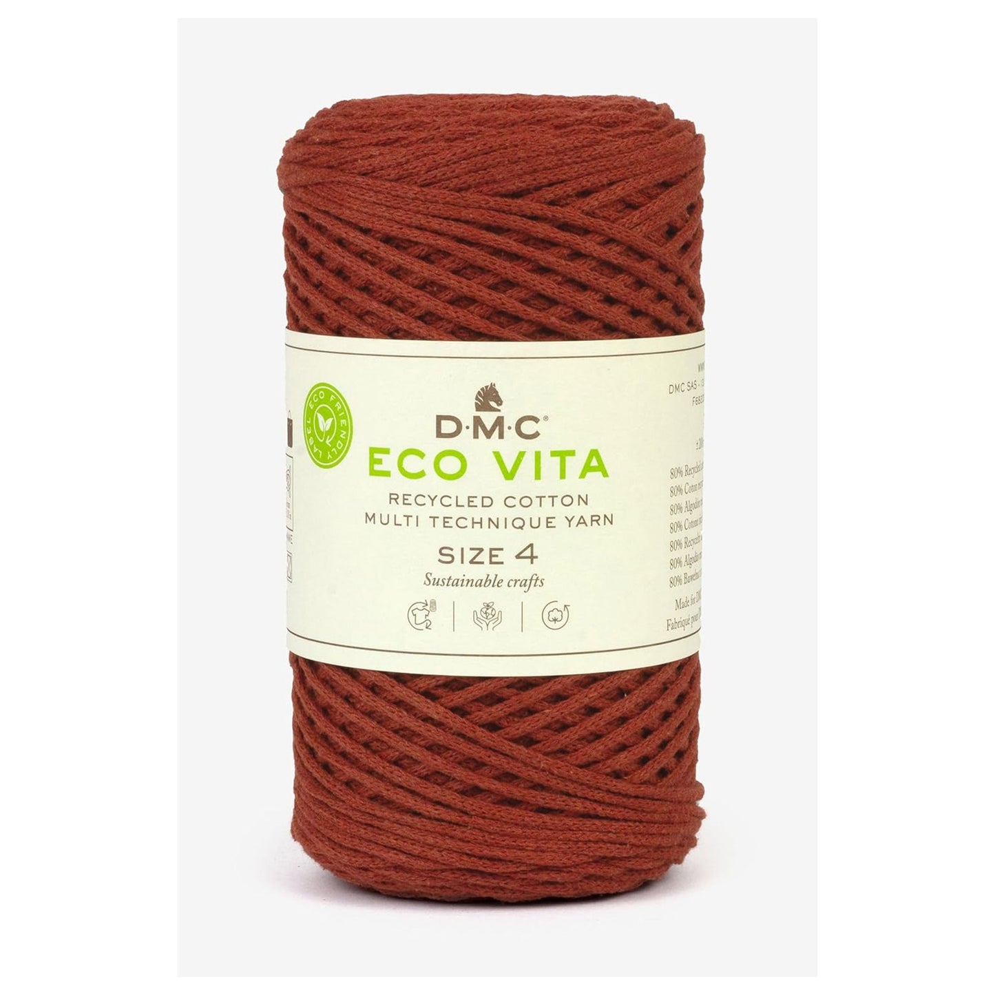 DMC Eco Vita 4 cordino in cotone riciclato 250g per borse e cestini all’uncinetto Ruggine 105