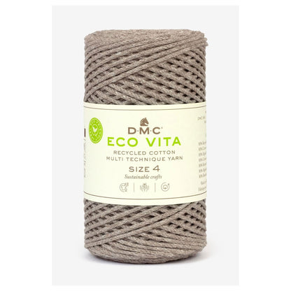 DMC Eco Vita 4 cordino in cotone riciclato 250g per borse e cestini all’uncinetto Tortora 111