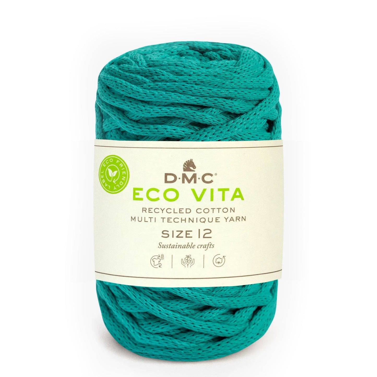DMC Eco Vita 12 cordino spesso in cotone riciclato 250g per cestini e arredo Turchese 82