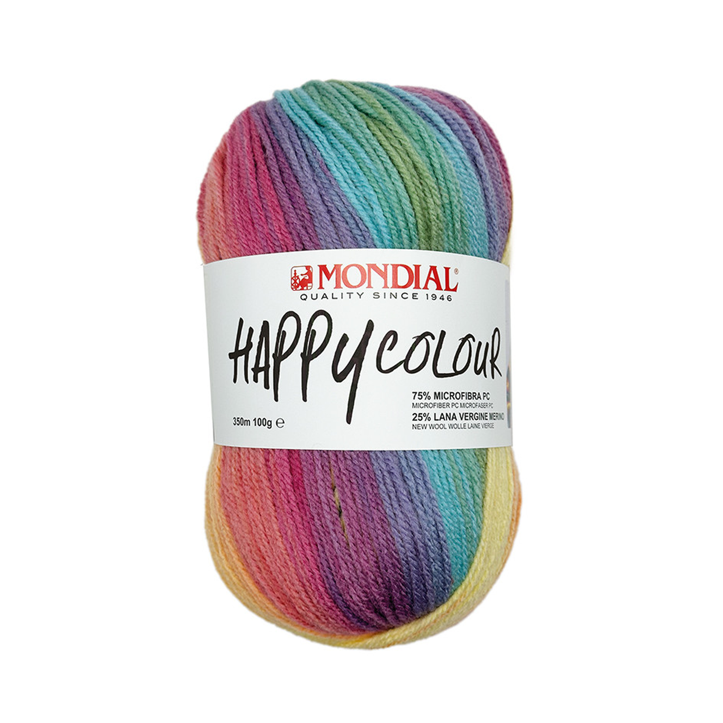 Happy Colour Mondial 100g – Filato Misto Lana Merino e Microfibra Multicolor 350m