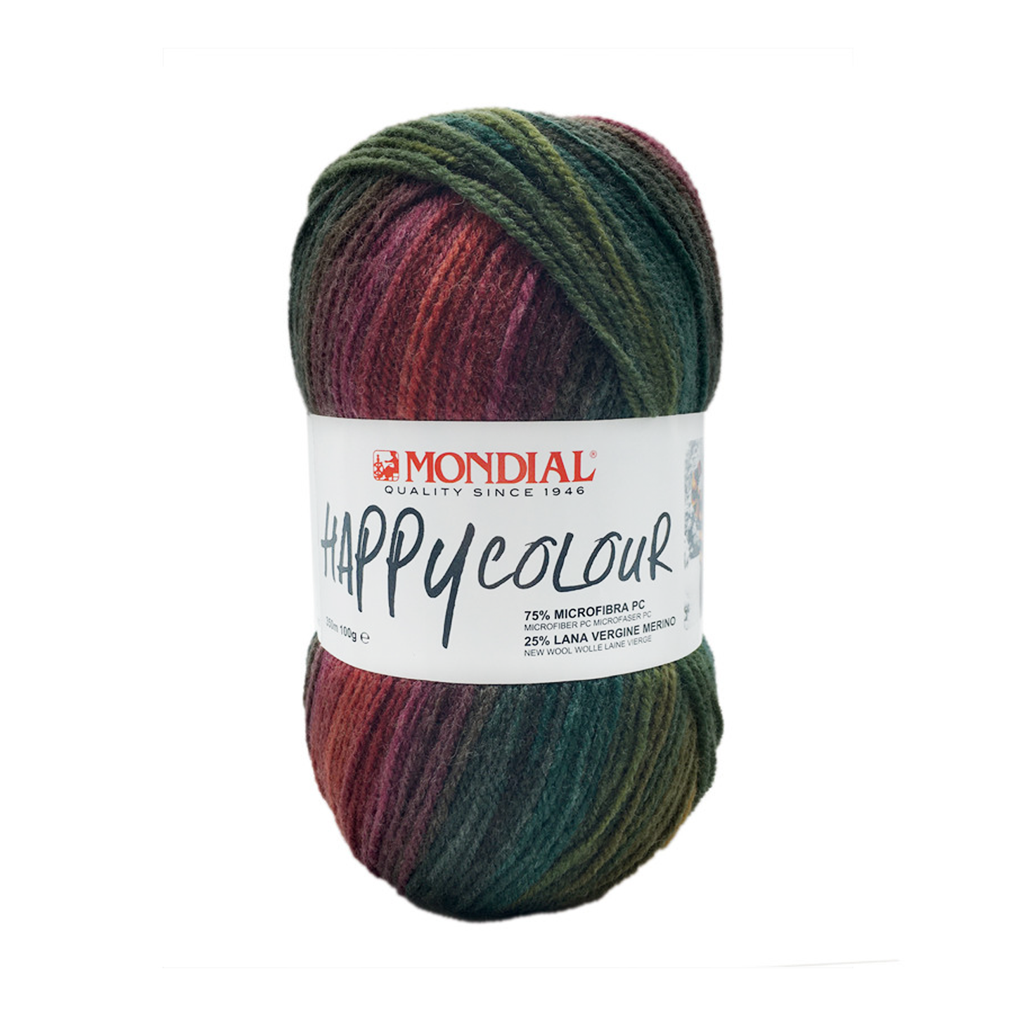 Happy Colour Mondial 100g – Filato Misto Lana Merino e Microfibra Multicolor 350m