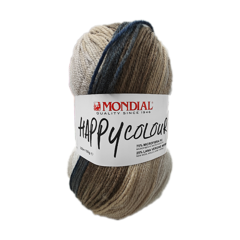 Happy Colour Mondial 100g – Filato Misto Lana Merino e Microfibra Multicolor 350m