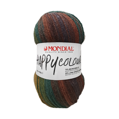 Happy Colour Mondial 100g – Filato Misto Lana Merino e Microfibra Multicolor 350m