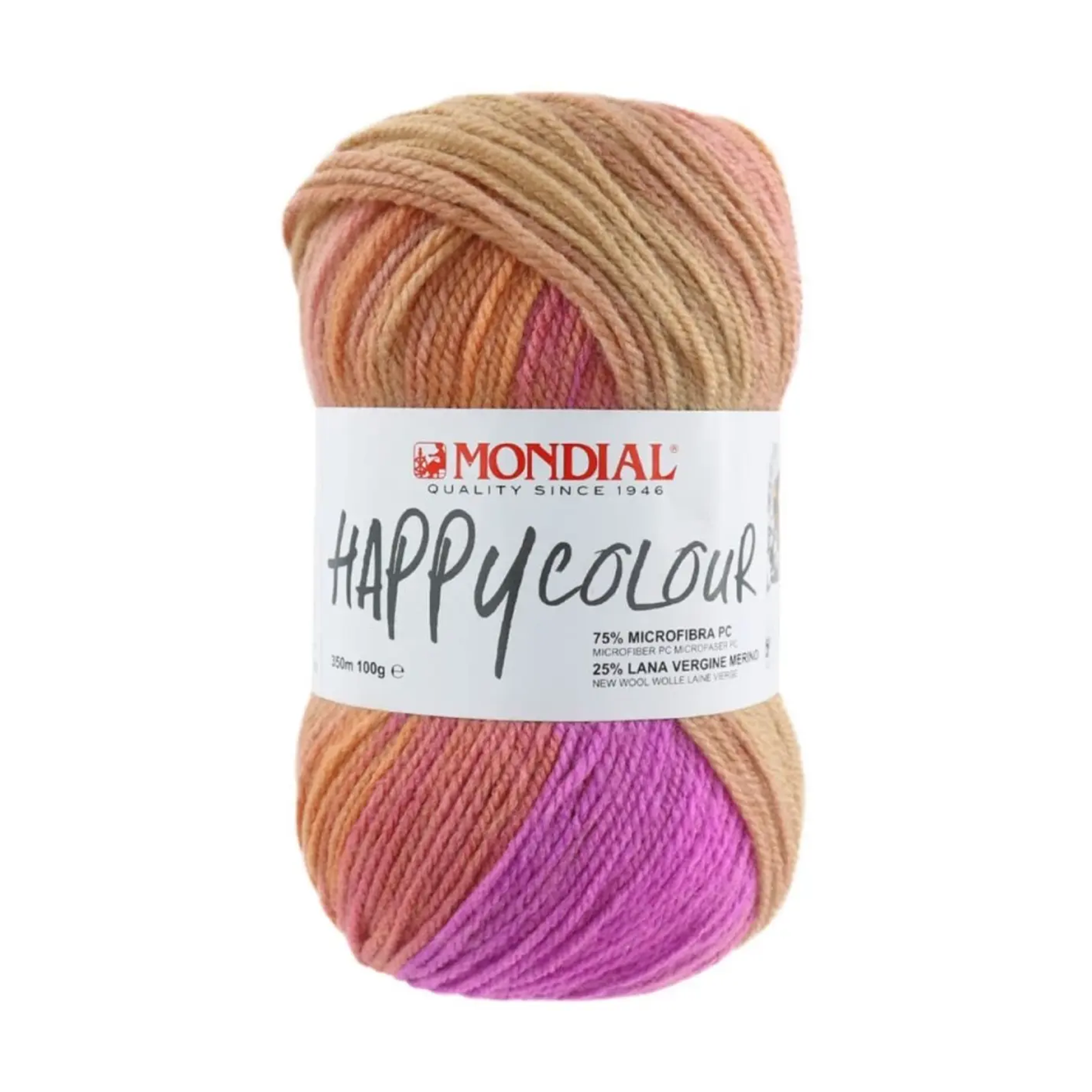 Happy Colour Mondial 100g – Filato Misto Lana Merino e Microfibra Multicolor 350m