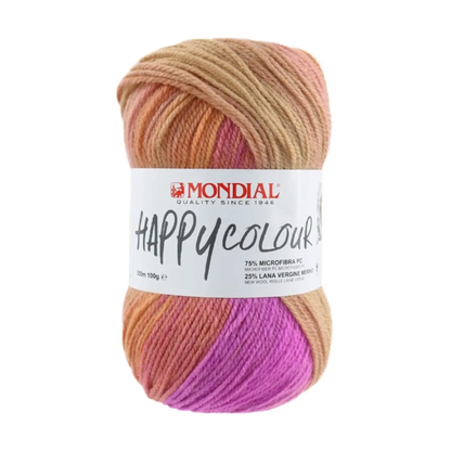 Happy Colour Mondial 100g – Filato Misto Lana Merino e Microfibra Multicolor 350m