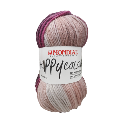 Happy Colour Mondial 100g – Filato Misto Lana Merino e Microfibra Multicolor 350m