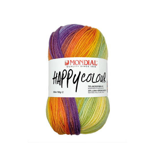 Happy Colour Mondial 100g – Filato Misto Lana Merino e Microfibra Multicolor 350m