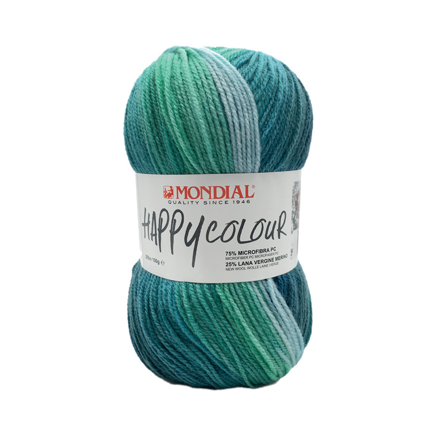 Happy Colour Mondial 100g – Filato Misto Lana Merino e Microfibra Multicolor 350m
