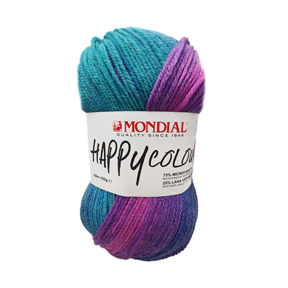 Happy Colour Mondial 100g – Filato Misto Lana Merino e Microfibra Multicolor 350m