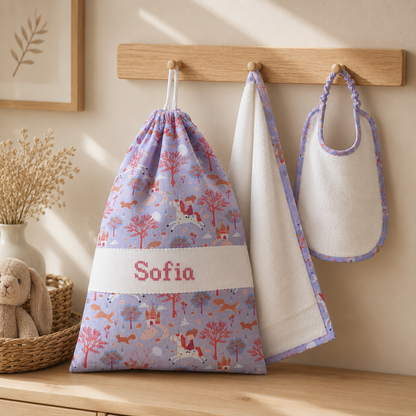 ambientato personalizzabile set asilo ricamato a macchina