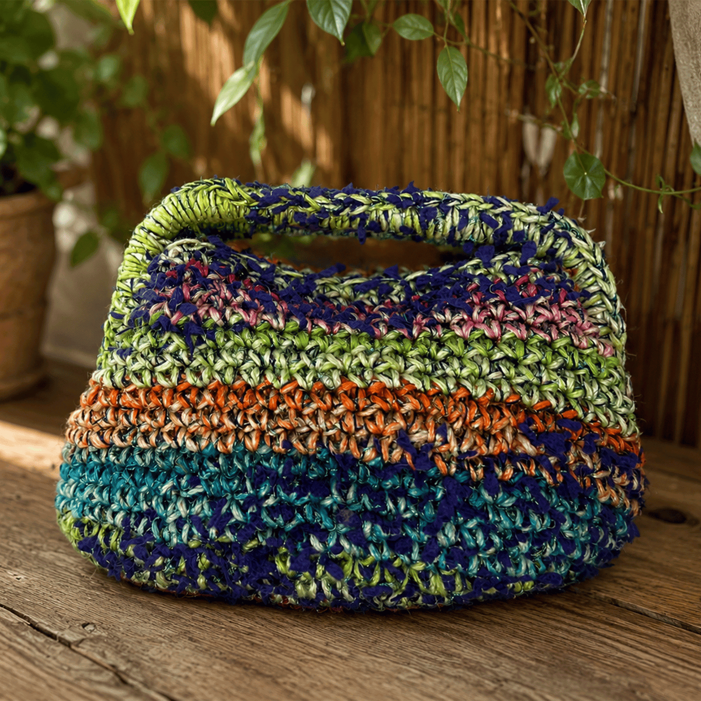 Fettuccia Frizzy Bag Miss Tricot Filati con Juta e Lurex