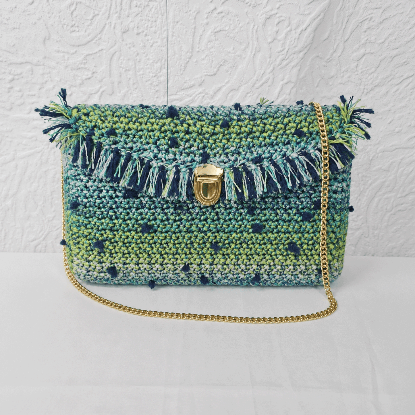 Fettuccia Frizzy Bag Miss Tricot Filati con Juta e Lurex