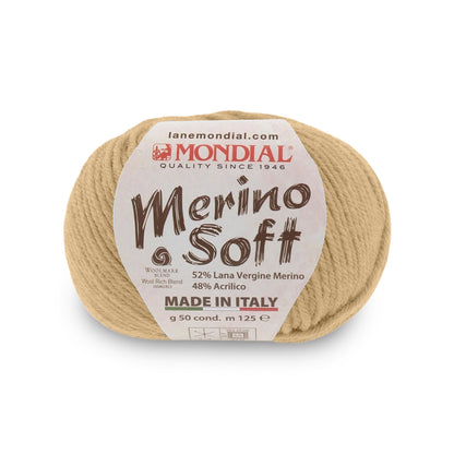 gomitolo mondial merino soft lana merino acrilico Cammello 502