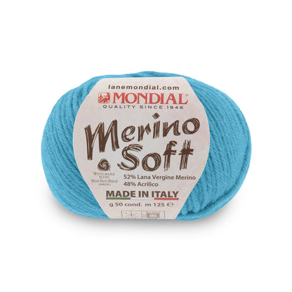 gomitolo mondial merino soft lana merino acrilico Celeste Acceso 109