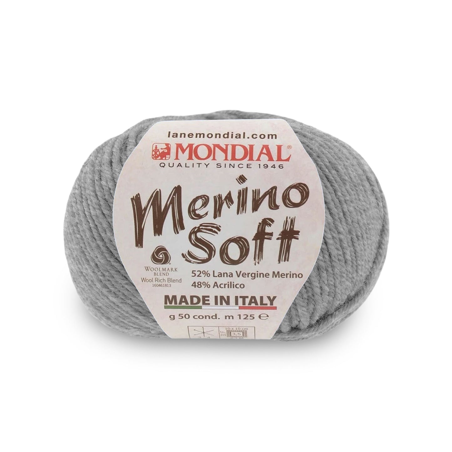 gomitolo mondial merino soft lana merino acrilico Grigio Medio Melange 701