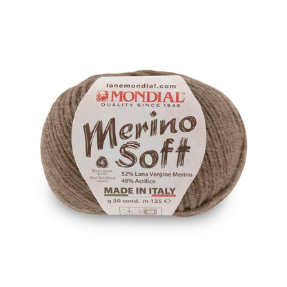 gomitolo mondial merino soft lana merino acrilico Marrone Melange 500