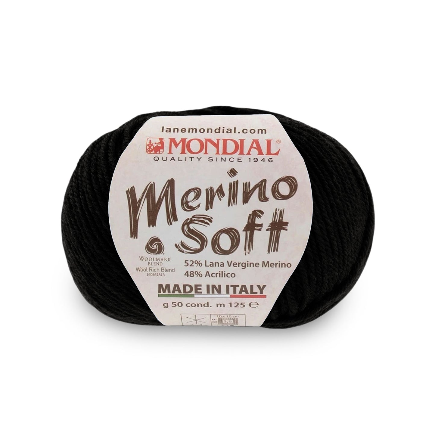 gomitolo mondial merino soft lana merino acrilico Nero 200