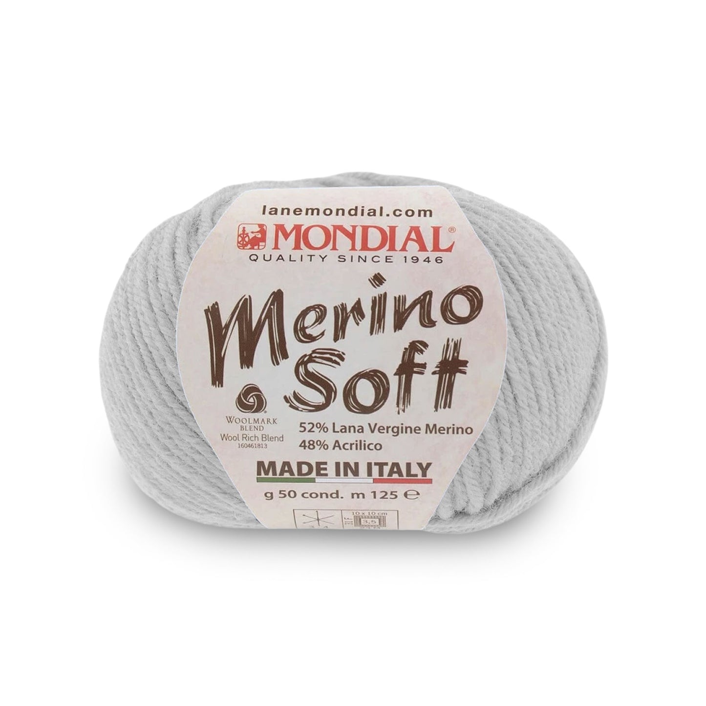 gomitolo mondial merino soft lana merino acrilico Perla 600