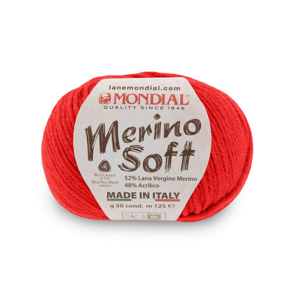 gomitolo mondial merino soft lana merino acrilico Rosso Fuoco 090