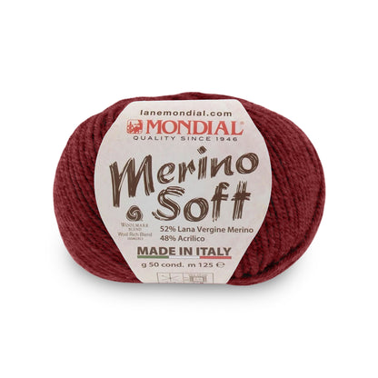 gomitolo mondial merino soft lana merino acrilico Rosso Melange 093