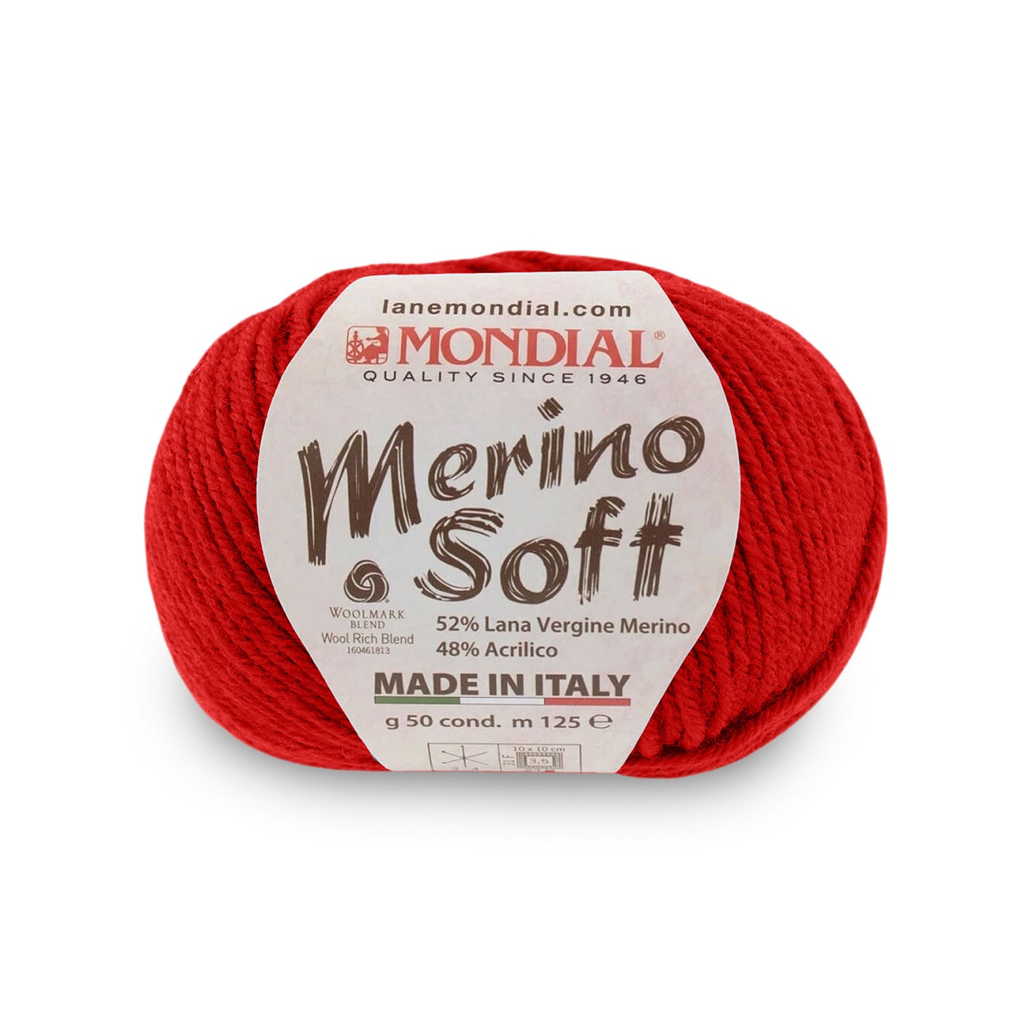 gomitolo mondial merino soft lana merino acrilico Rosso 563