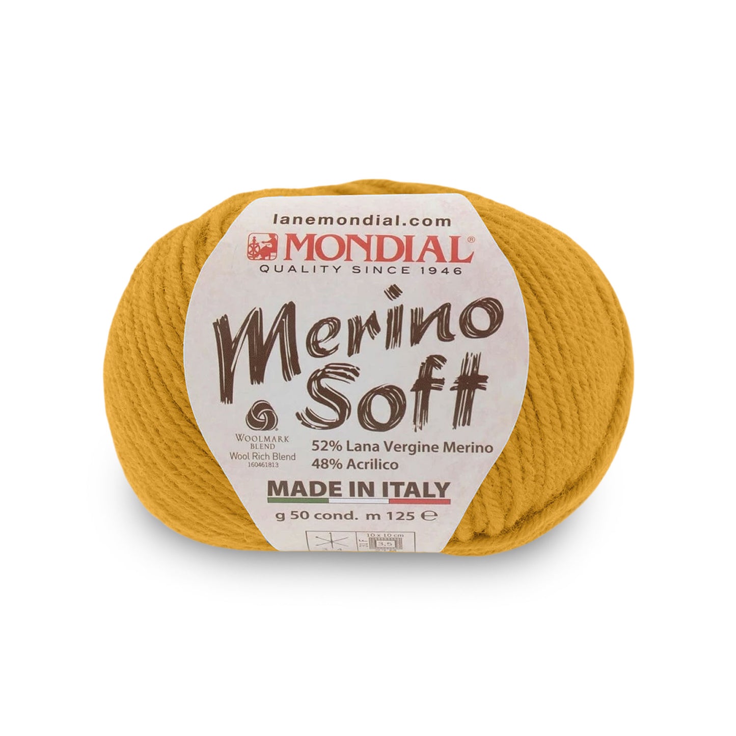 gomitolo mondial merino soft lana merino acrilico Senape 285