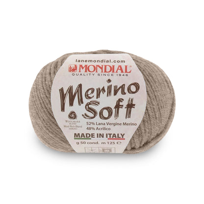 gomitolo mondial merino soft lana merino acrilico Tortora Melange 400