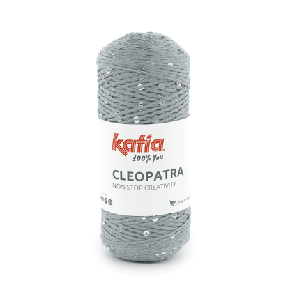 Filato Katia Cleopatra grigio con paillettes argento e oro