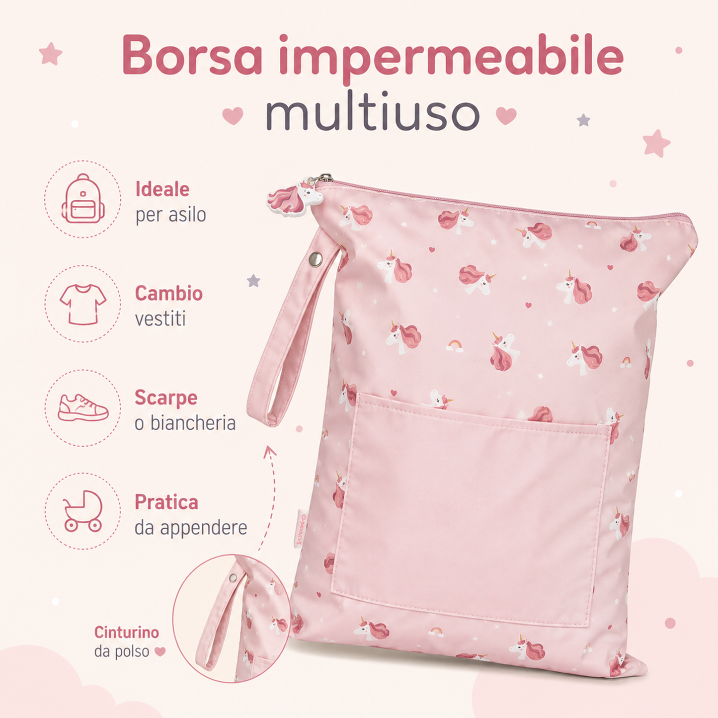 Borsa Impermeabile Tutete Personalizzabile con Ricamo