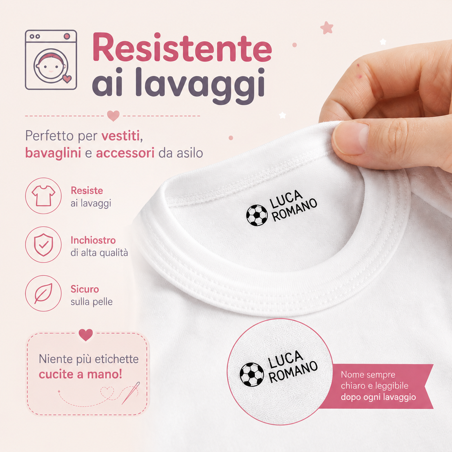 Applicazione del timbro personalizzato su maglietta bianca