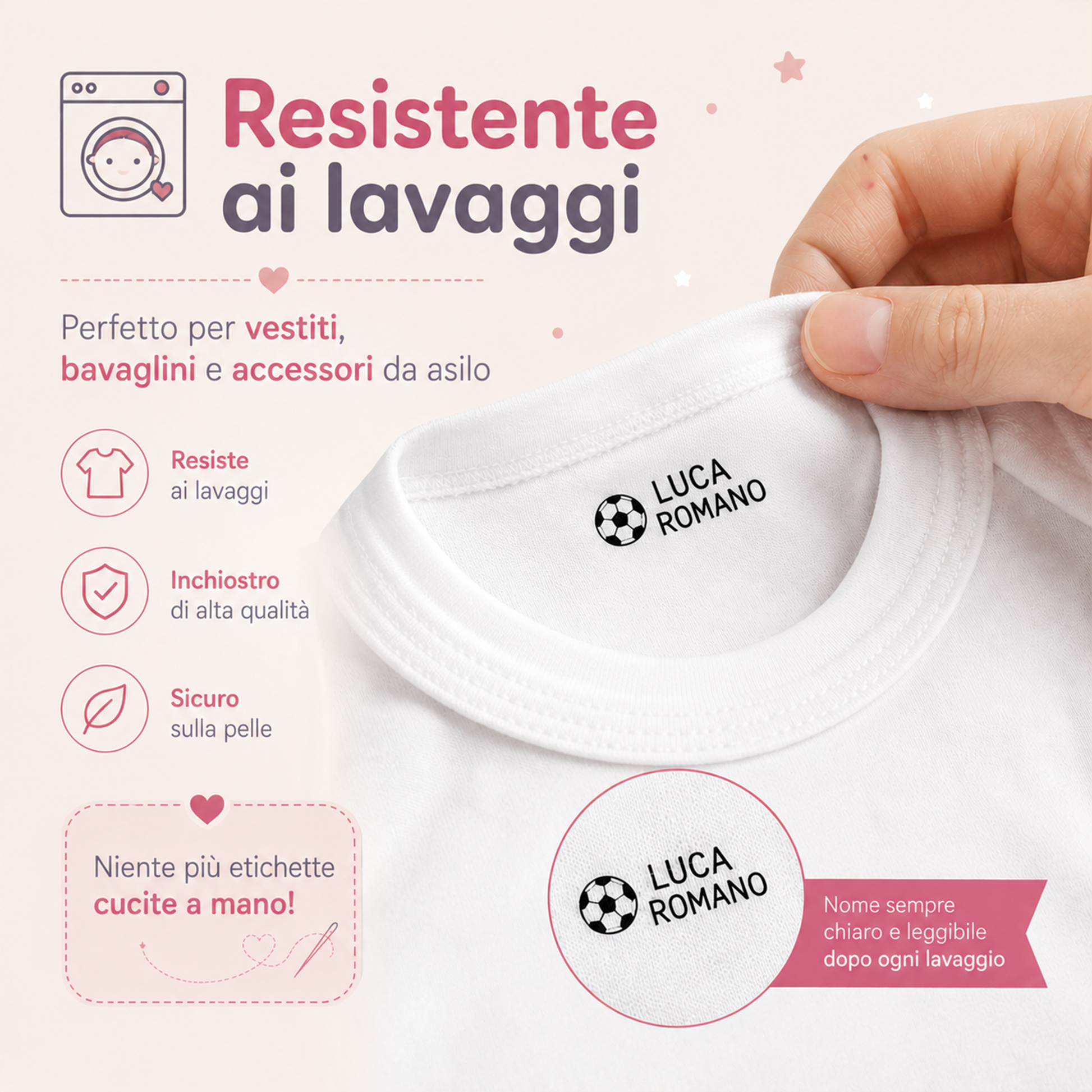 Applicazione del timbro personalizzato su maglietta bianca