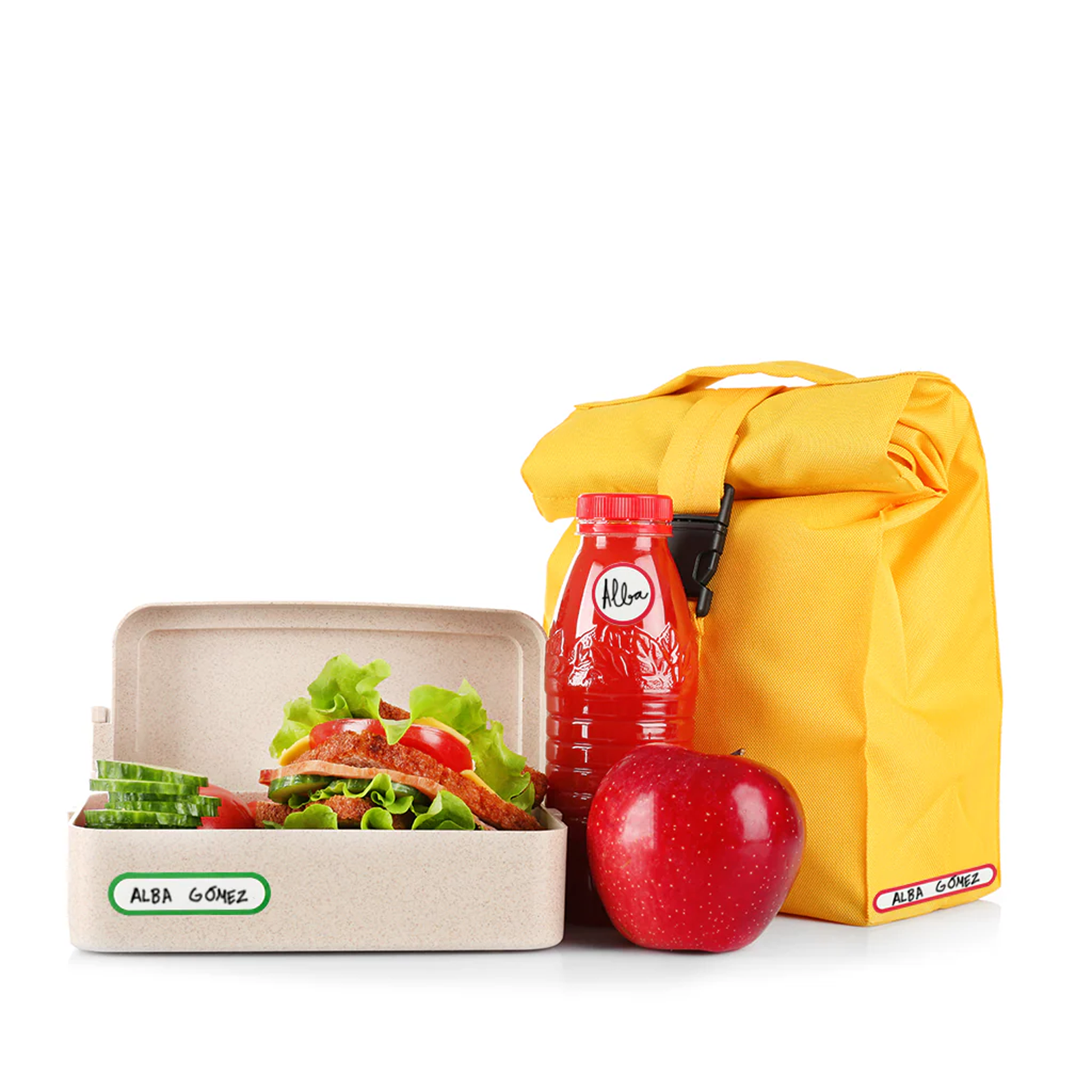 Etichette adesive resistenti per lunch box e borracce