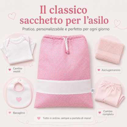 sacchetto set asilo ricamato a macchina