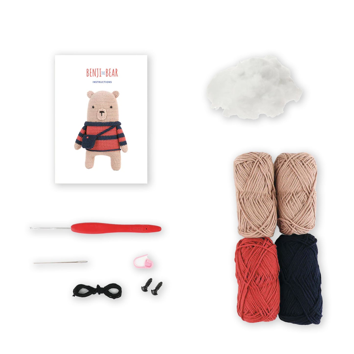 Kit Amigurumi Anchor Benji l'Orso – Amigurumi Crochet Kit Intermedio 27 cm