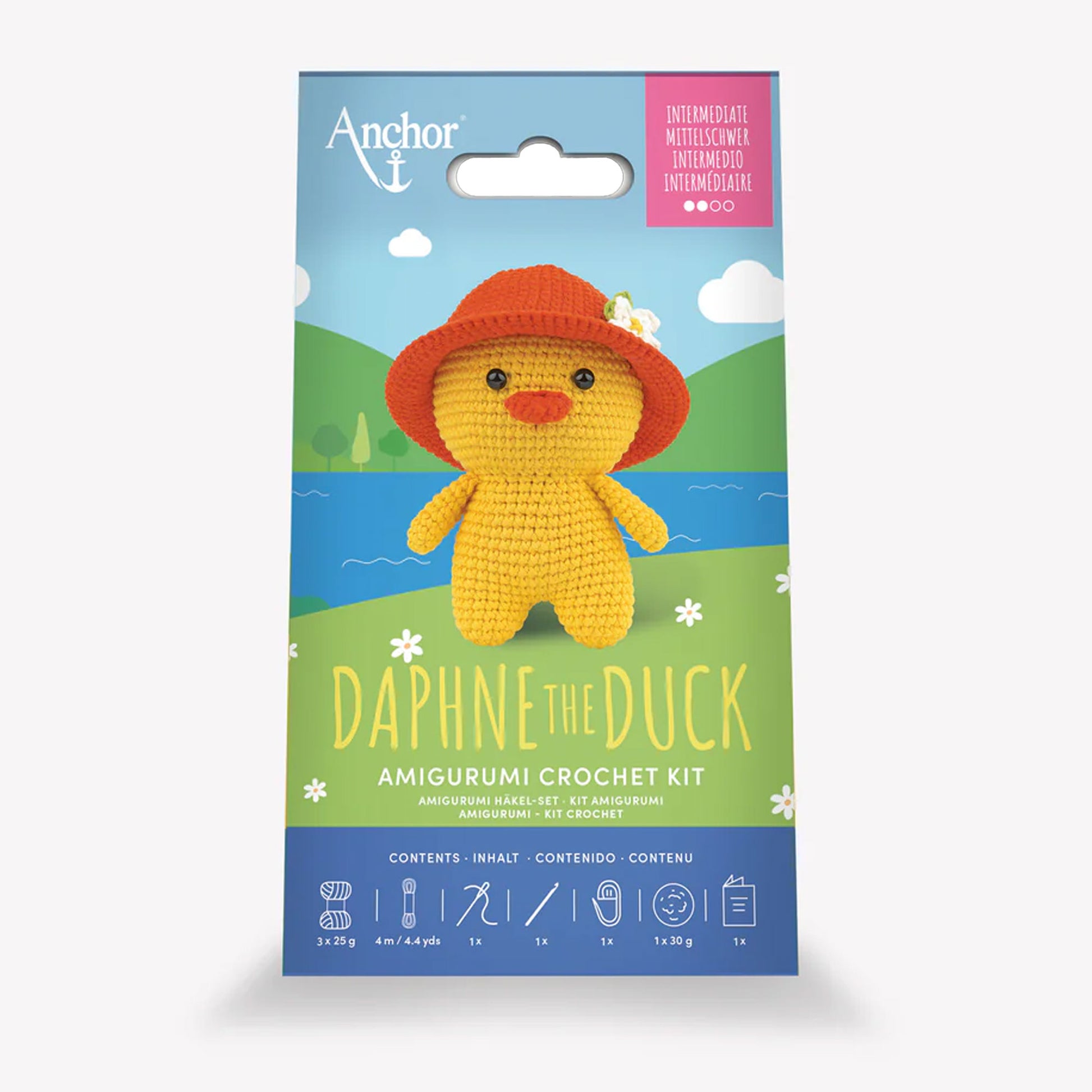 Daphne the Duck papera amigurumi Anchor con cappello arancione