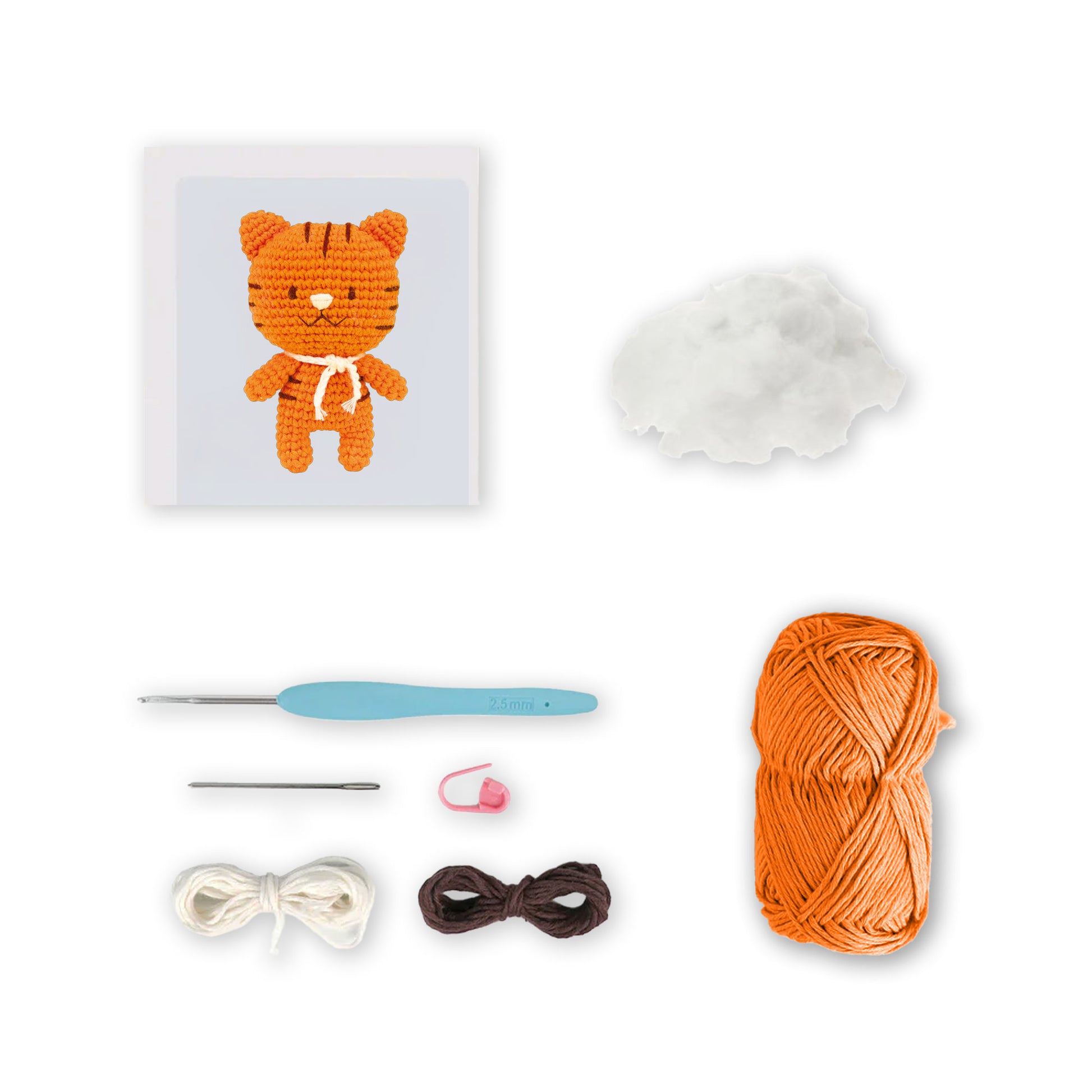 Contenuto kit Tyson the Tiger con filati e accessori