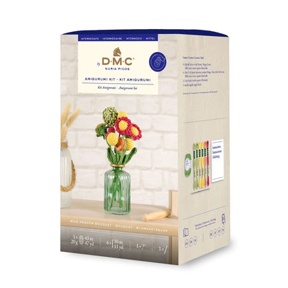 DMC Kit Amigurumi Wild Meadow Bouquet – Set Uncinetto Intermedio con Filati Happy Cotton