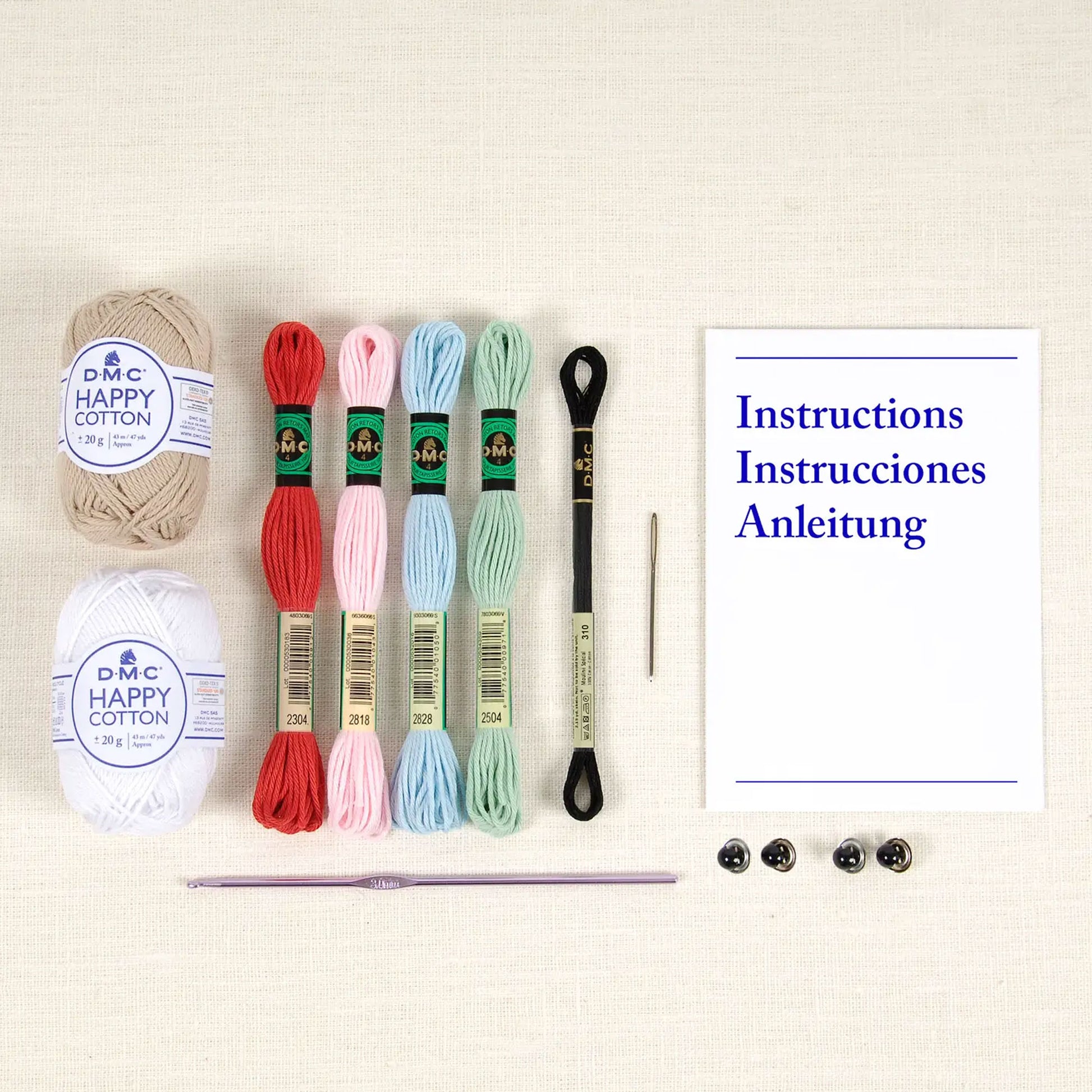 contenuto kit amigurumi dmc happy cotton filati accessori