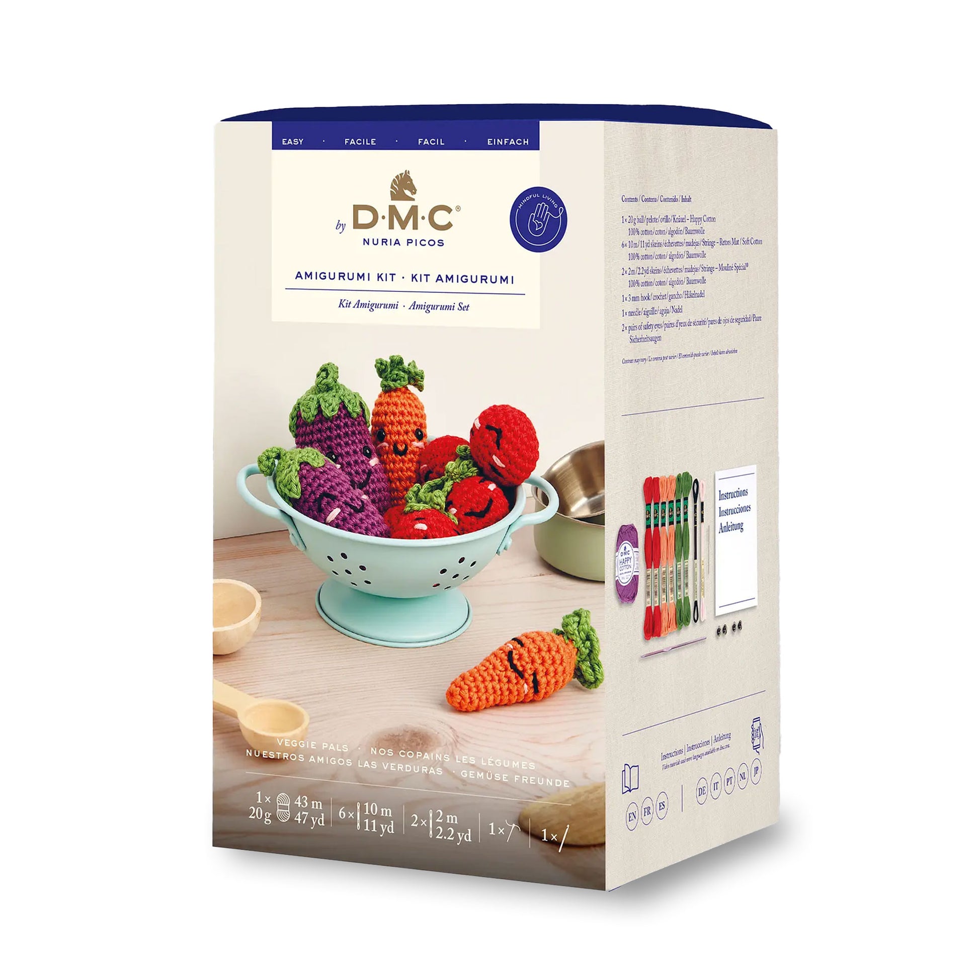 Kit amigurumi DMC Veggie Pals uncinetto Nuria Picos con verdure crochet in cotone