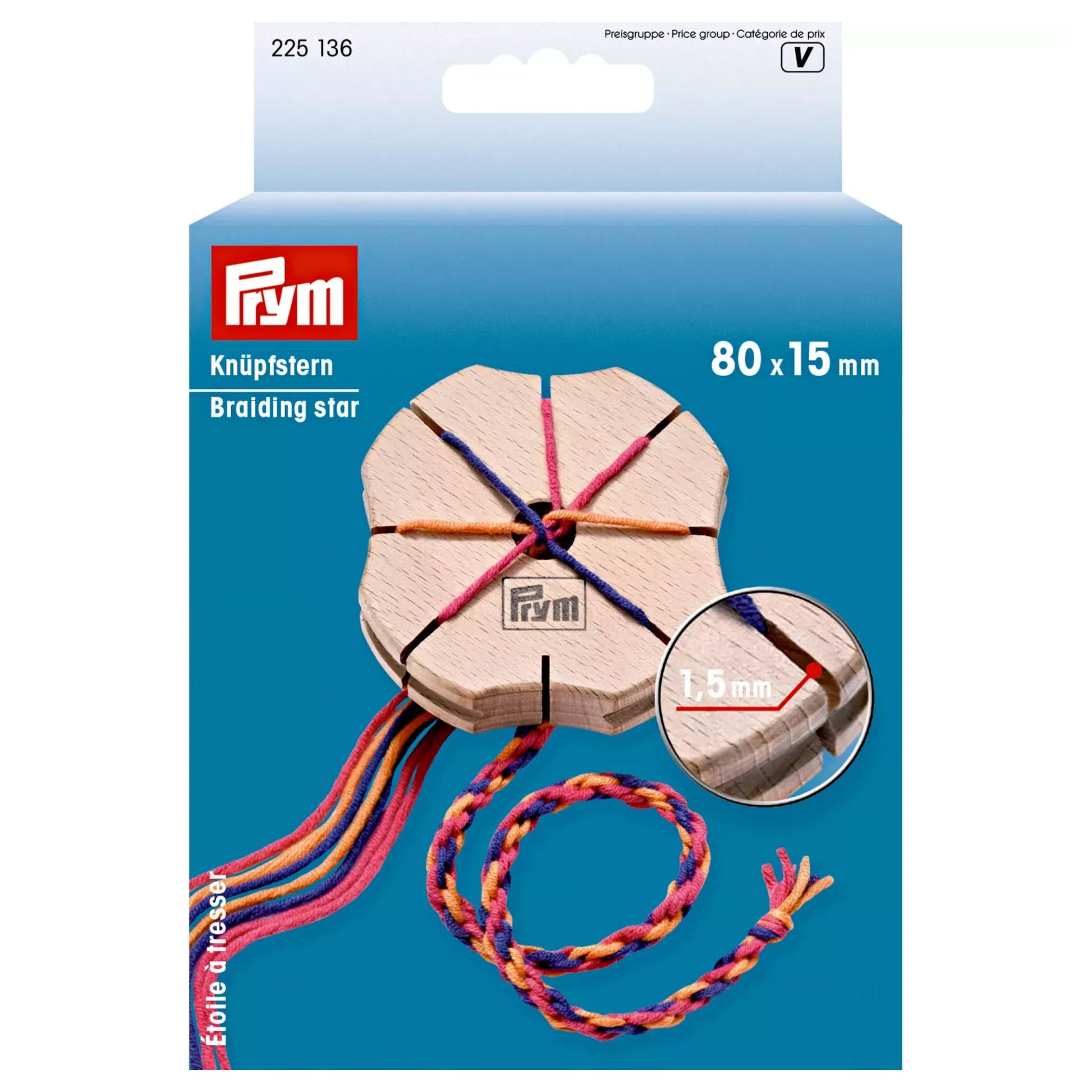 Telaio a stella Prym in legno per intrecciare cordoncini e braccialetti 225136