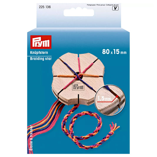 Telaio a stella Prym in legno per intrecciare cordoncini e braccialetti 225136