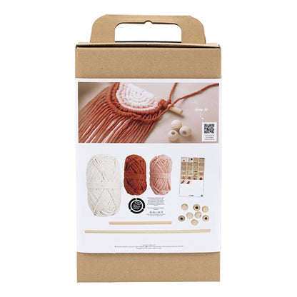 Contenuto kit macramé con cordoncino perline e bastoncino in legno