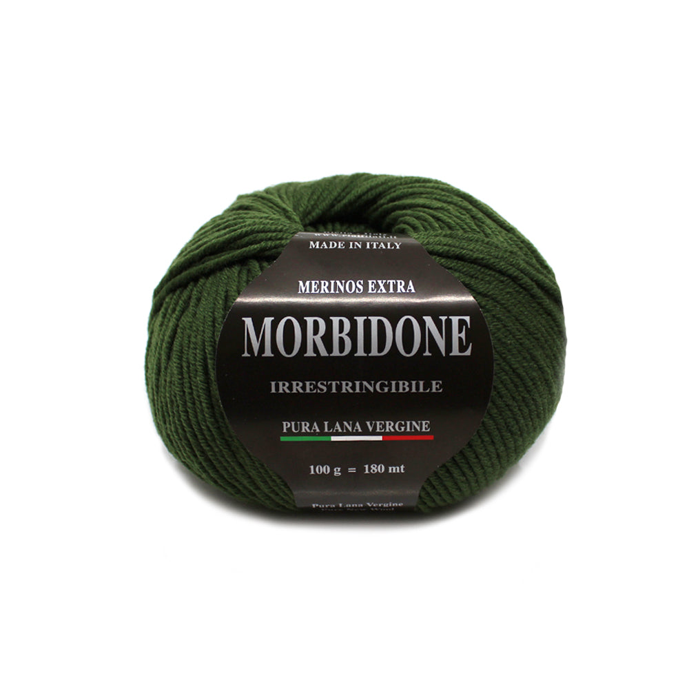 filato morbidone lana merino extrafine colore verde muschio