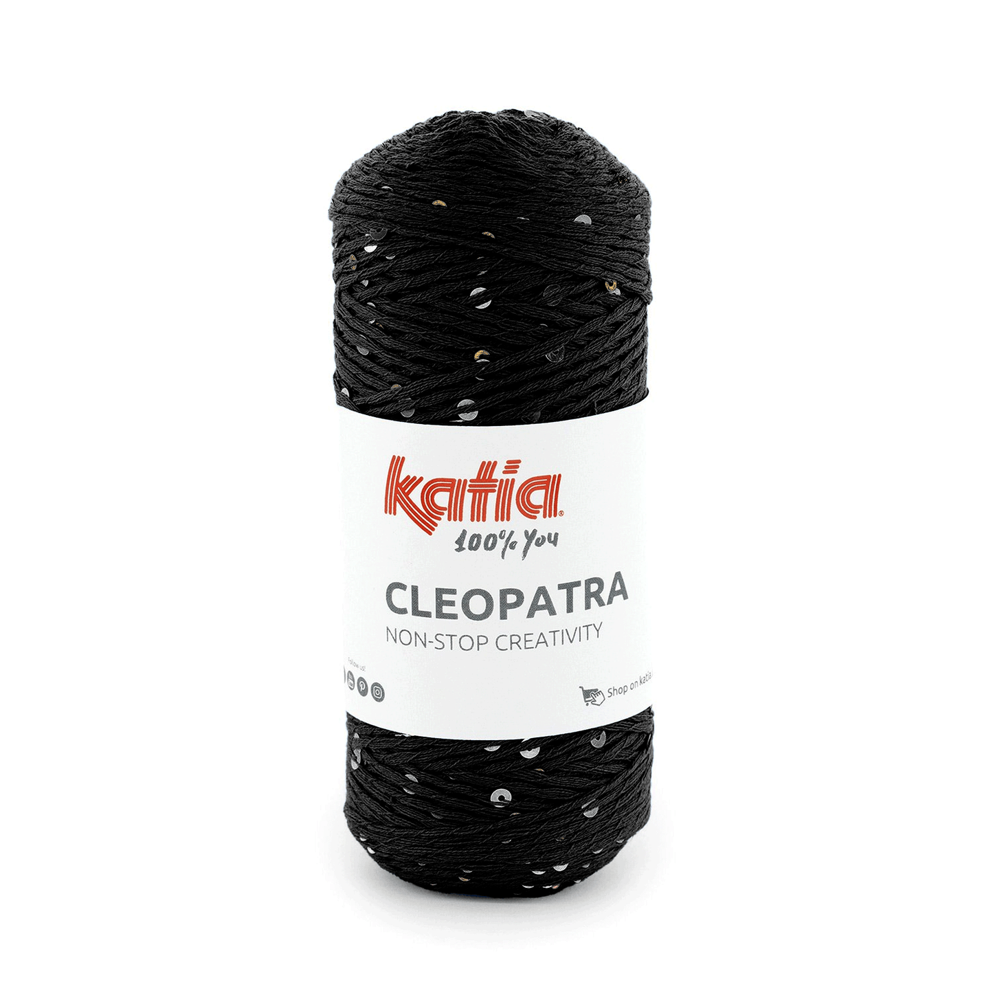 Filato Katia Cleopatra nero con paillettes argento e oro