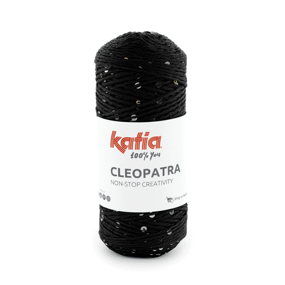 Filato Katia Cleopatra nero con paillettes argento e oro