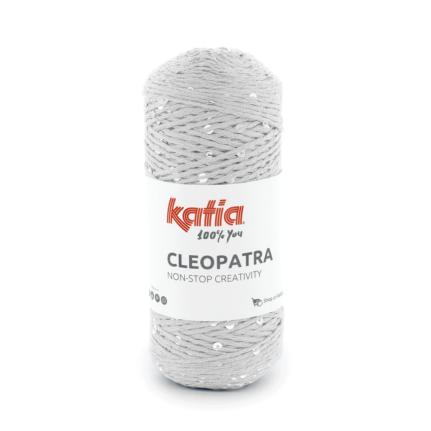Filato Katia Cleopatra perla con paillettes argento e oro