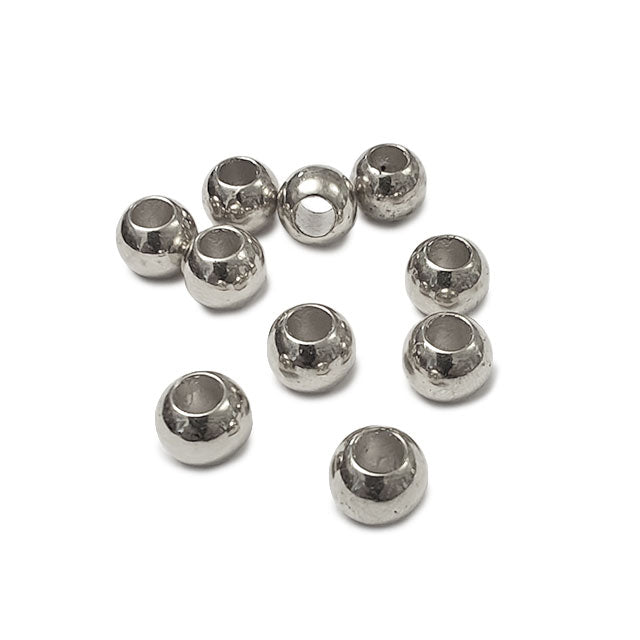 Perline 10mm con Foro Largo 5 mm - Dorate e Argentate - 10 Pezzi