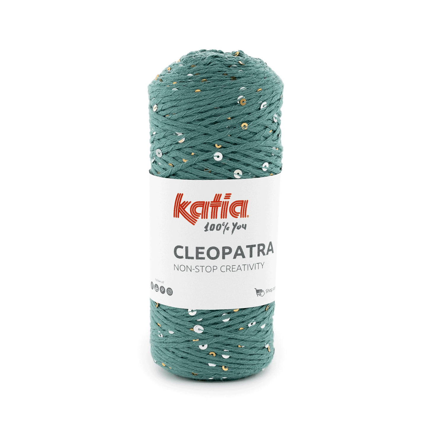 Filato Katia Cleopatra petrolio con paillettes argento e oro