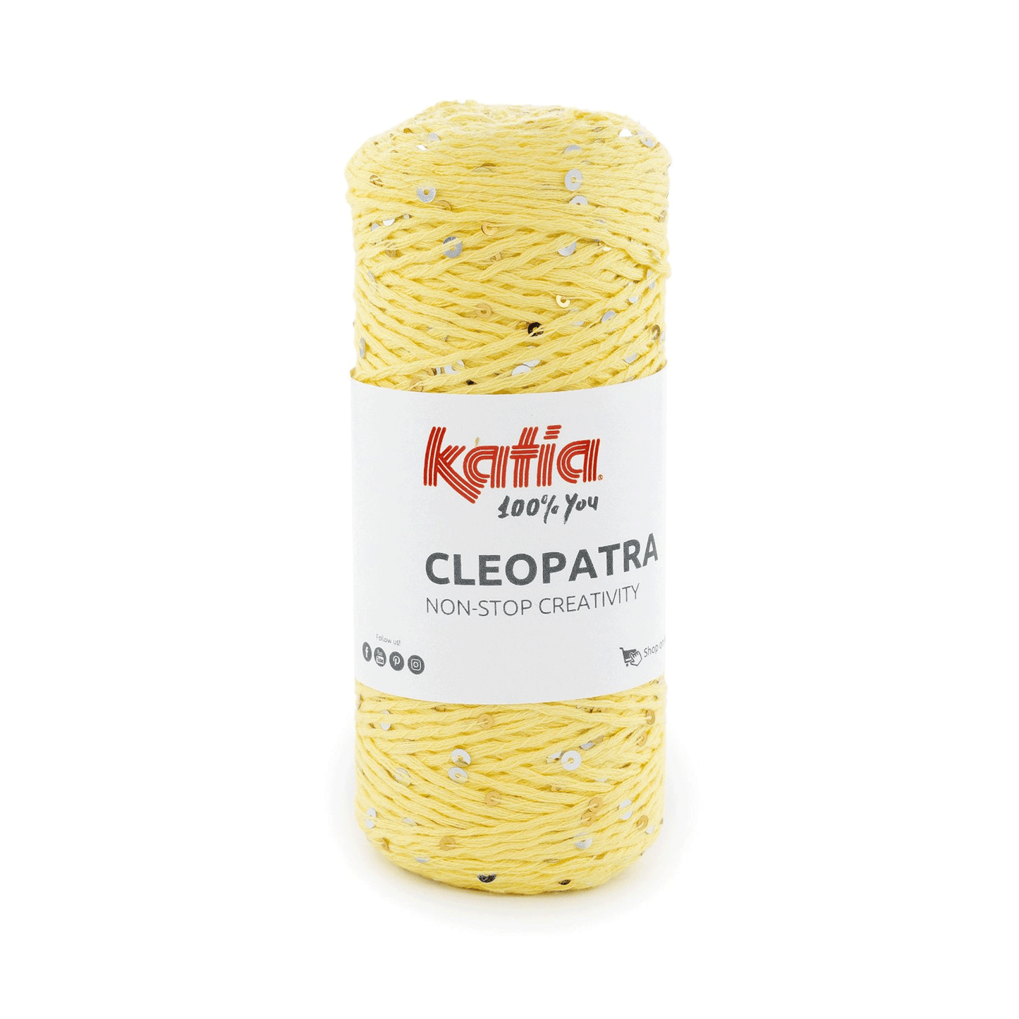 Filato Katia Cleopatra pulcino con paillettes argento e oro